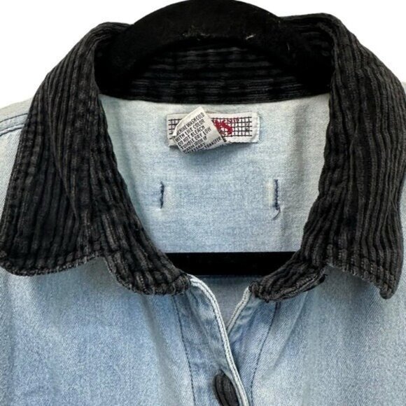 Vintage Fads 14 Jean Shirt Dress Long Sleeve Light Wash Denim Button Down Maxi - Picture 4 of 8